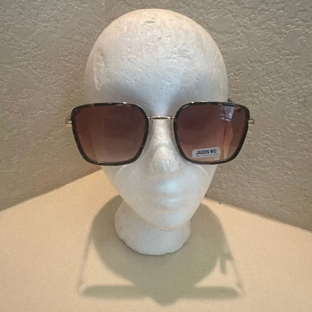 Jason Wu Oversized Square Sunglasses Brown Gold Tortoise Shell Statement NWT
